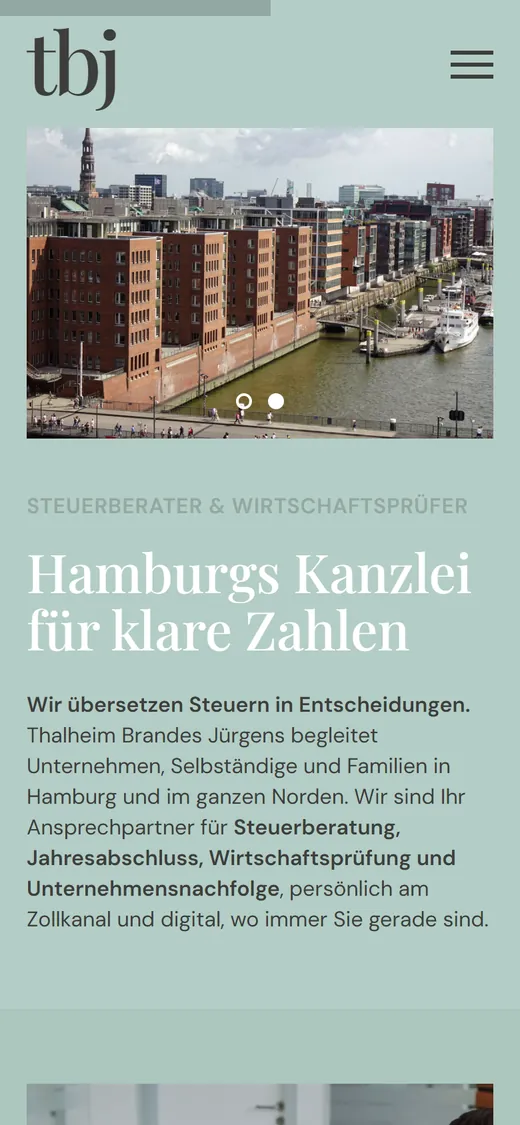 TBJ Steuerkanzlei · Phone view