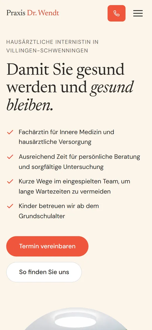 Praxis Dr. Wendt · Ansicht am Handy