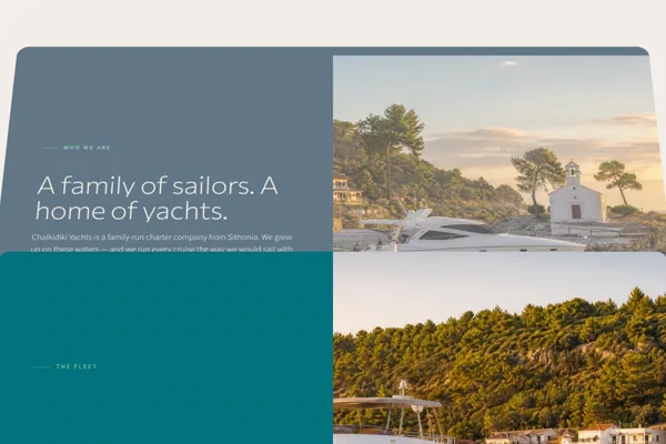 Chalkidiki Yachts fleet pages — editorial web design by AEN Media in Kalamaria, Thessaloniki